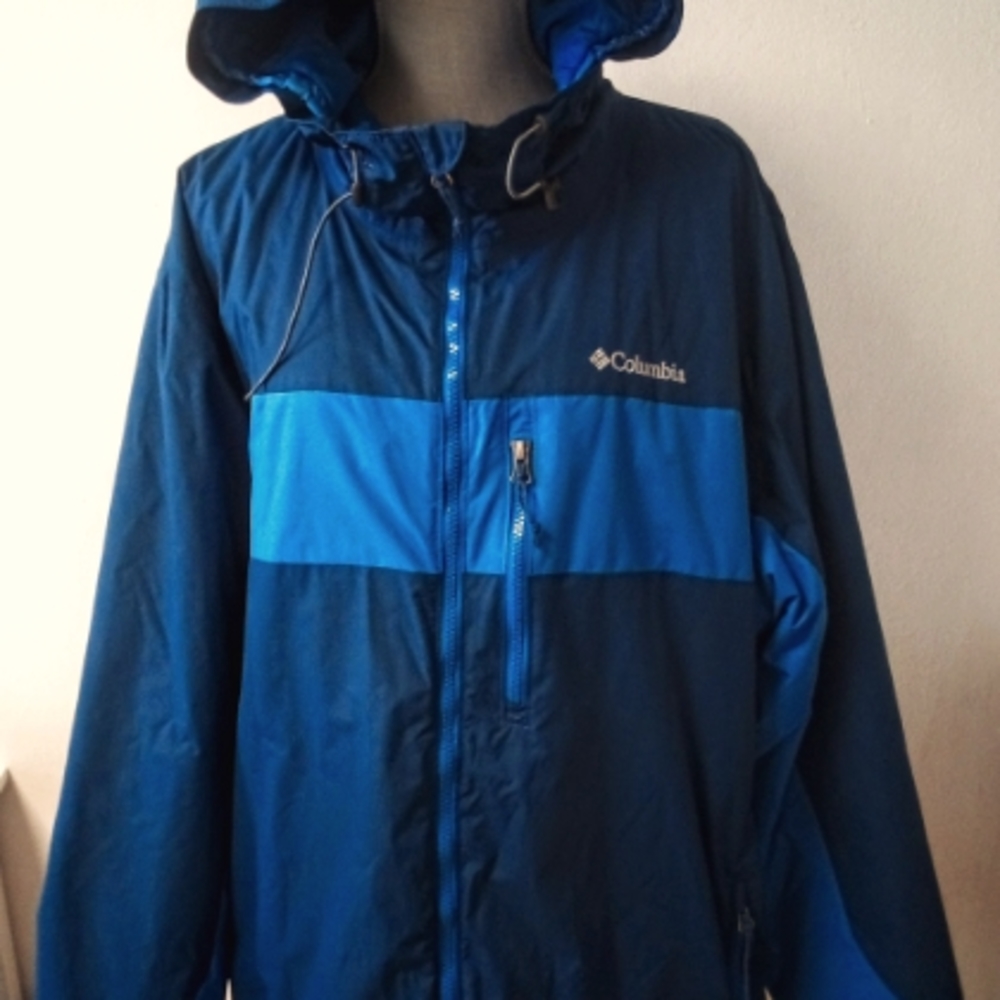 Columbia Mens Thermal Coil XXL 2X Hooded Jacket Coat Colorblocked Blue